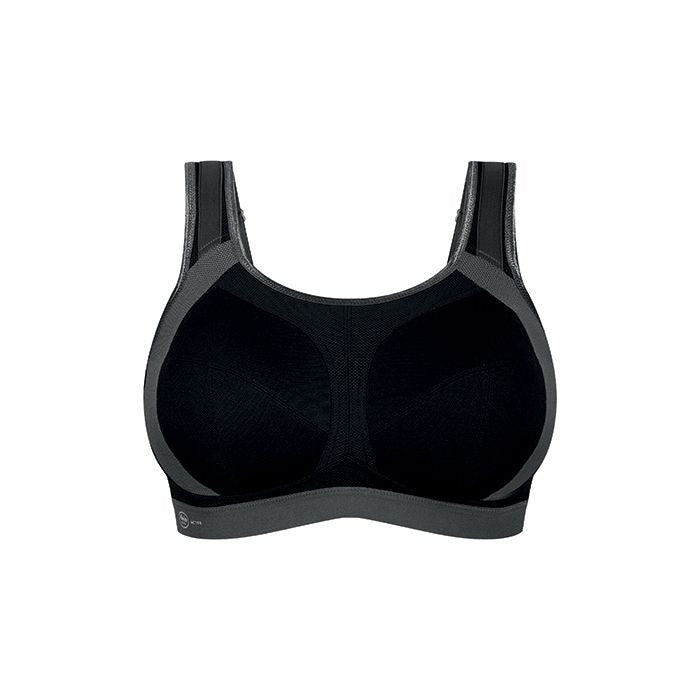Anita Extreme Control Plus Sports Bra in Black shown on a white background.