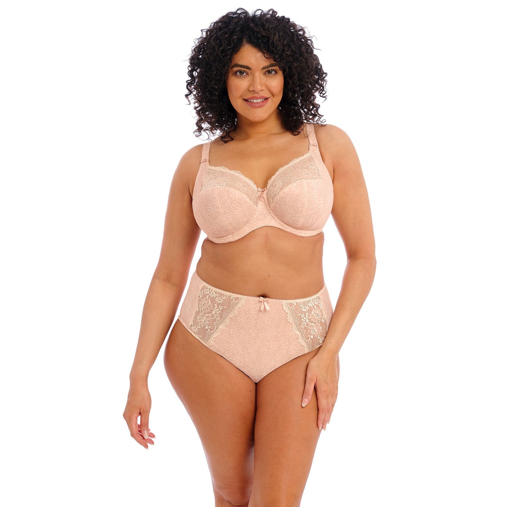 Elomi Morgan in Cameo Rose on model with matching underwear.