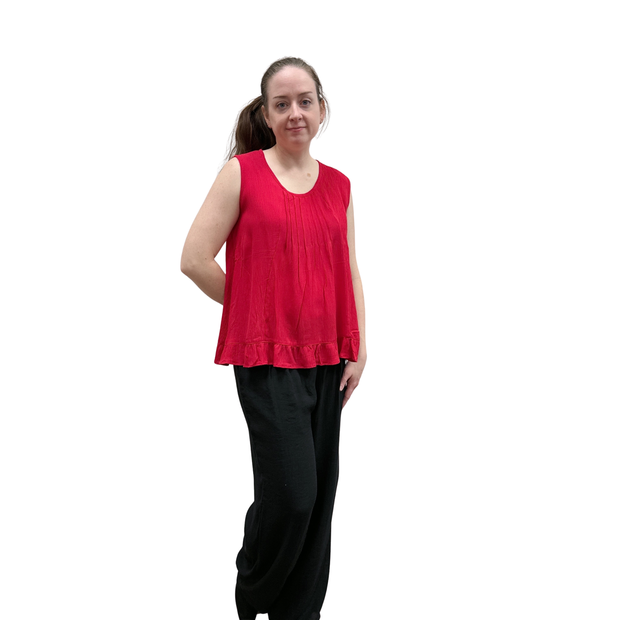 Red Flowy Sleeveless Tank