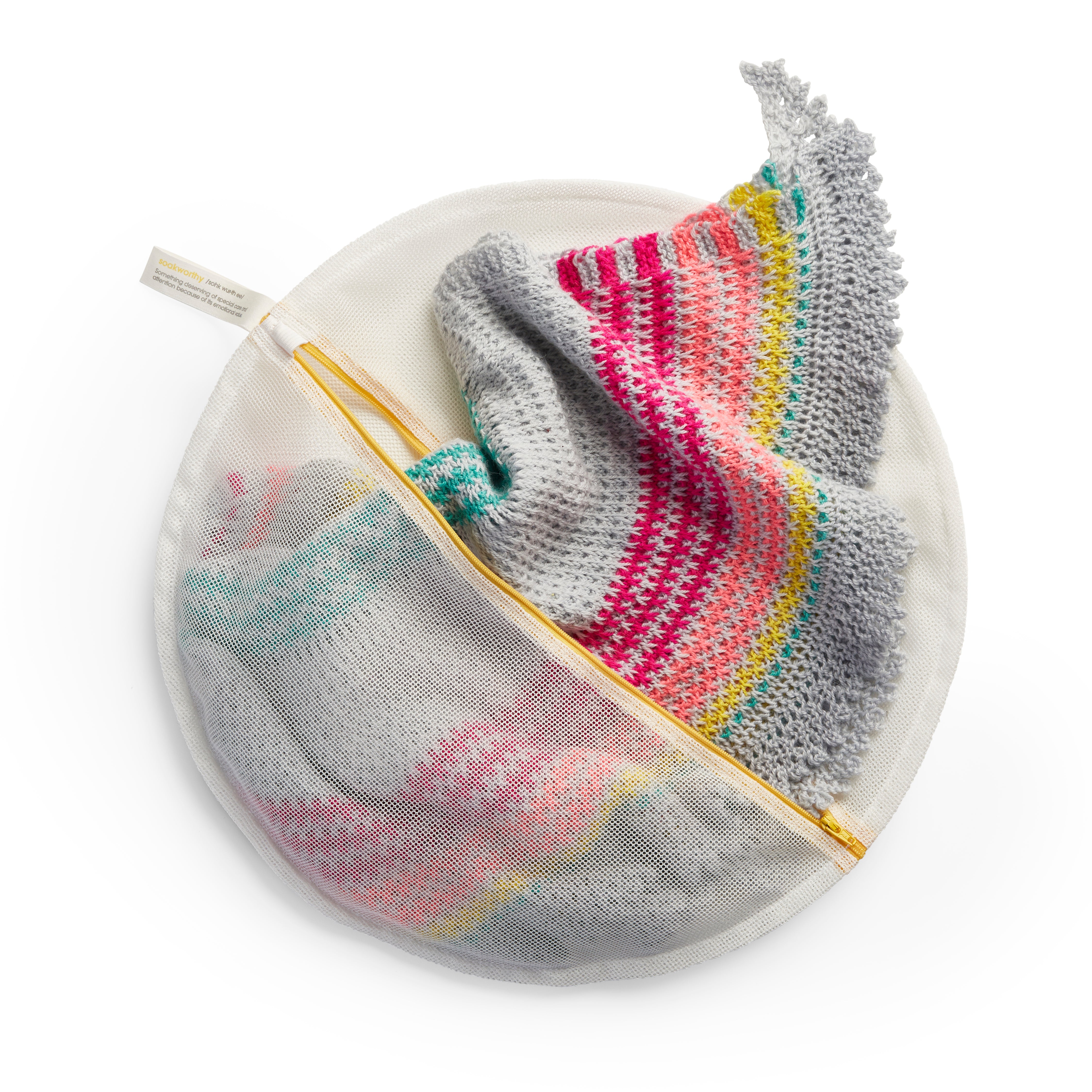 Eco wash bag shown holding delicate knitwear