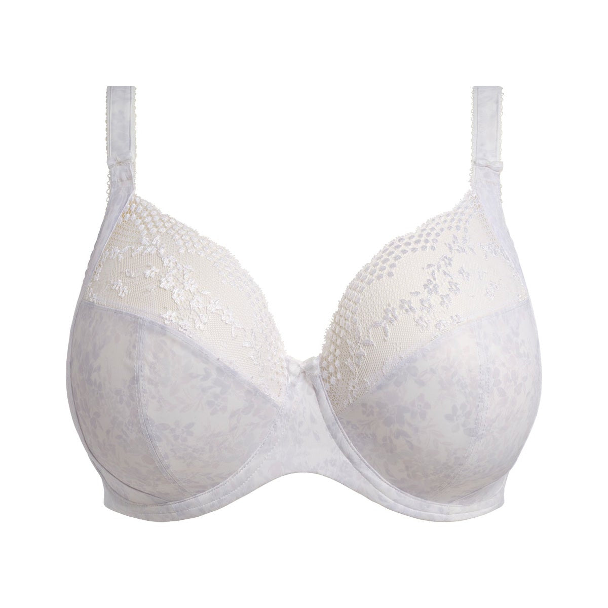 Elomi Lucie Plunge Bra in white shown against a white background.