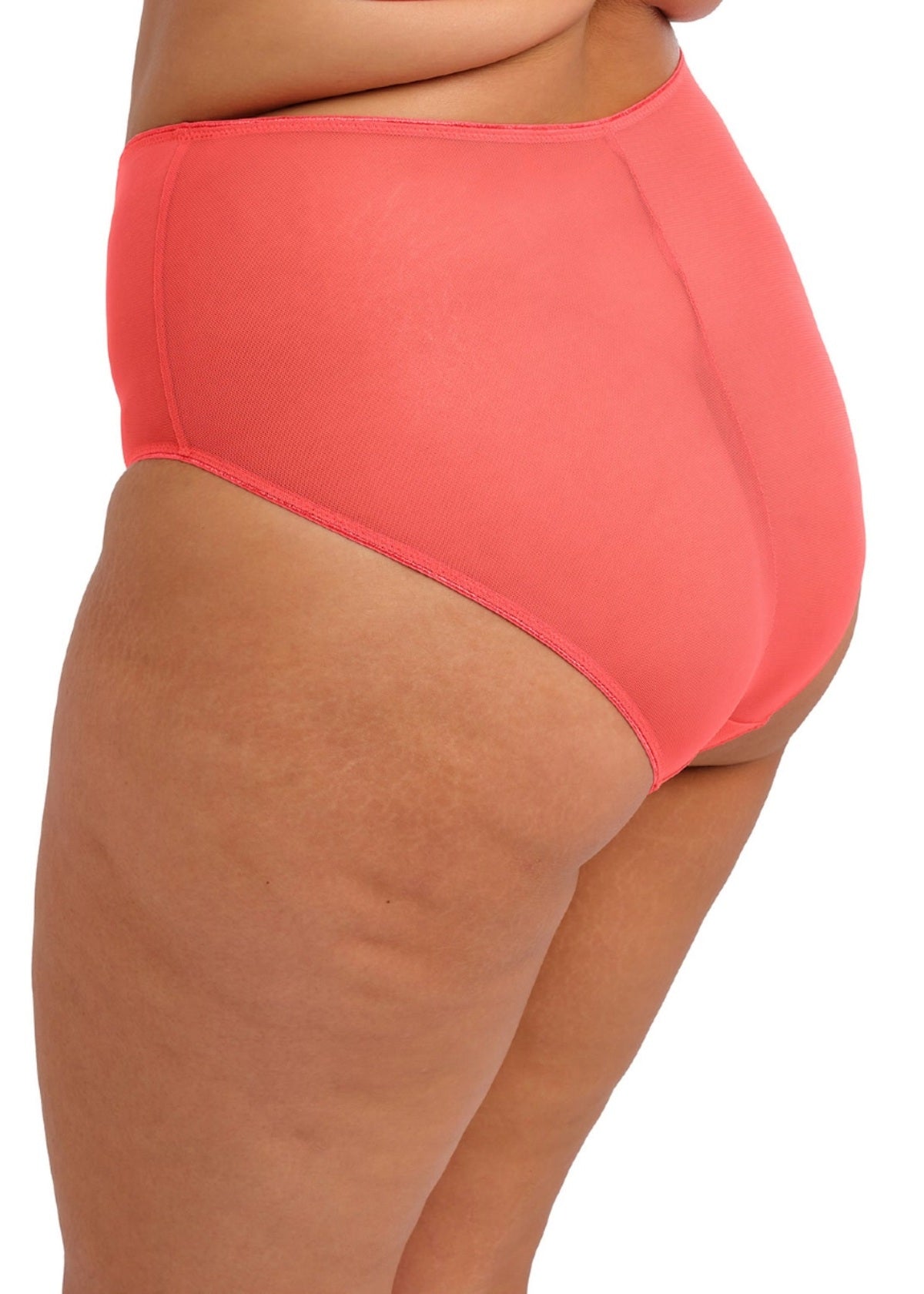 Coral high-waisted brief on a white background