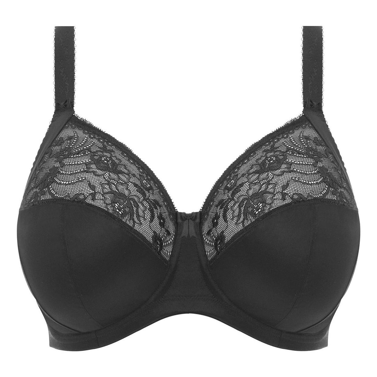 A black Morgan Full Cup Bra with stretch lace and bow detailing.