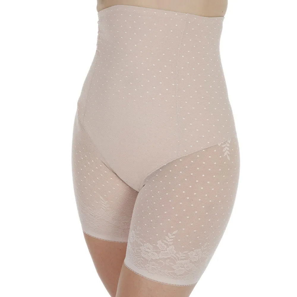 Silueta Secrets High Waist Shapewear Short in Dune shown on a model against a white background, front view.
