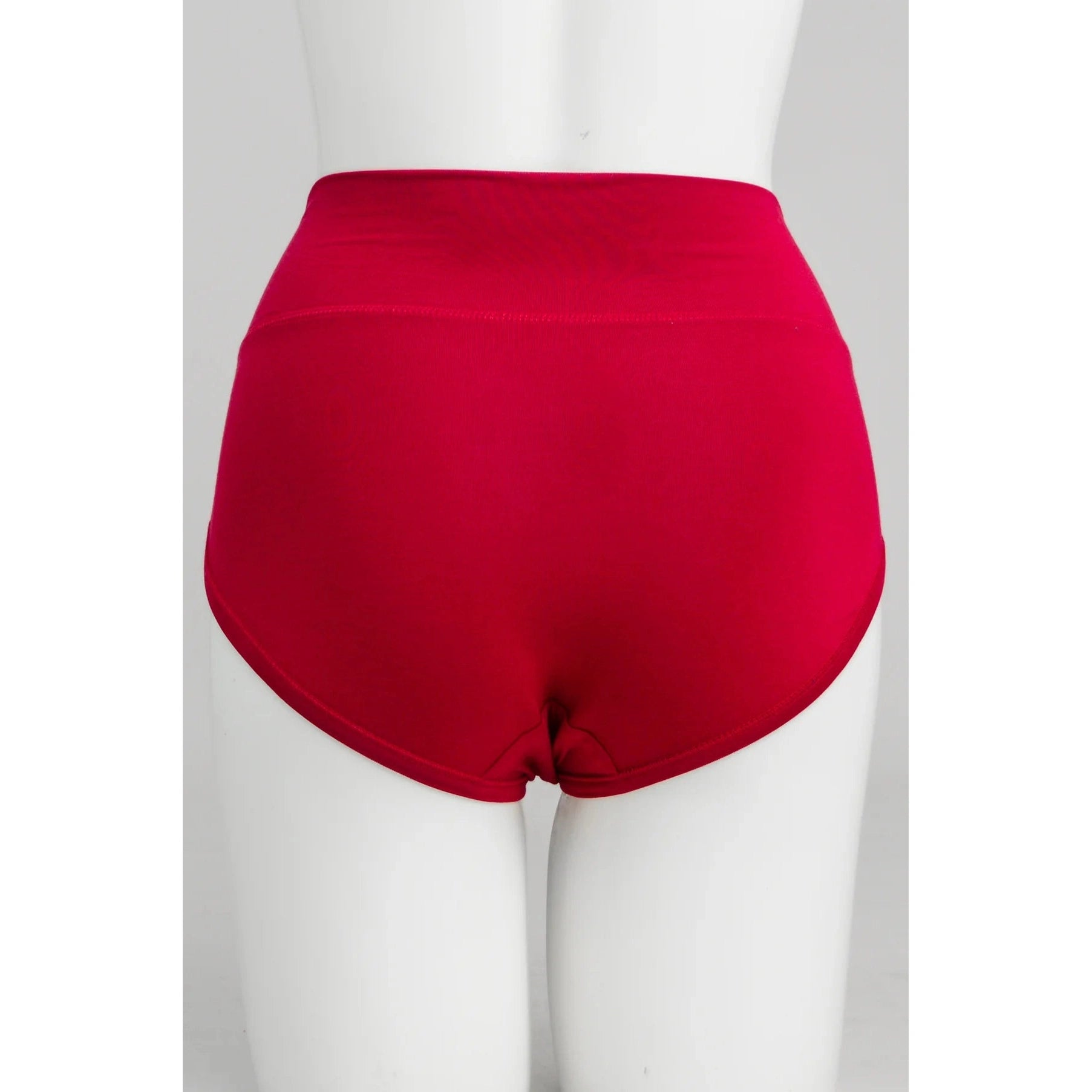 Blue Sky La Gaunche Full Brief in Lipstick Red shown on a mannequin against a white background, from the back view.