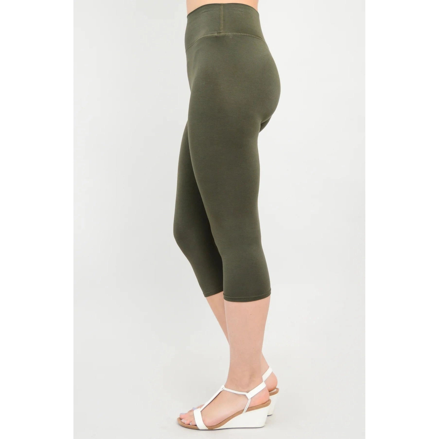 Blue Sky Riley Capris shown on a model against a white background from the side view.