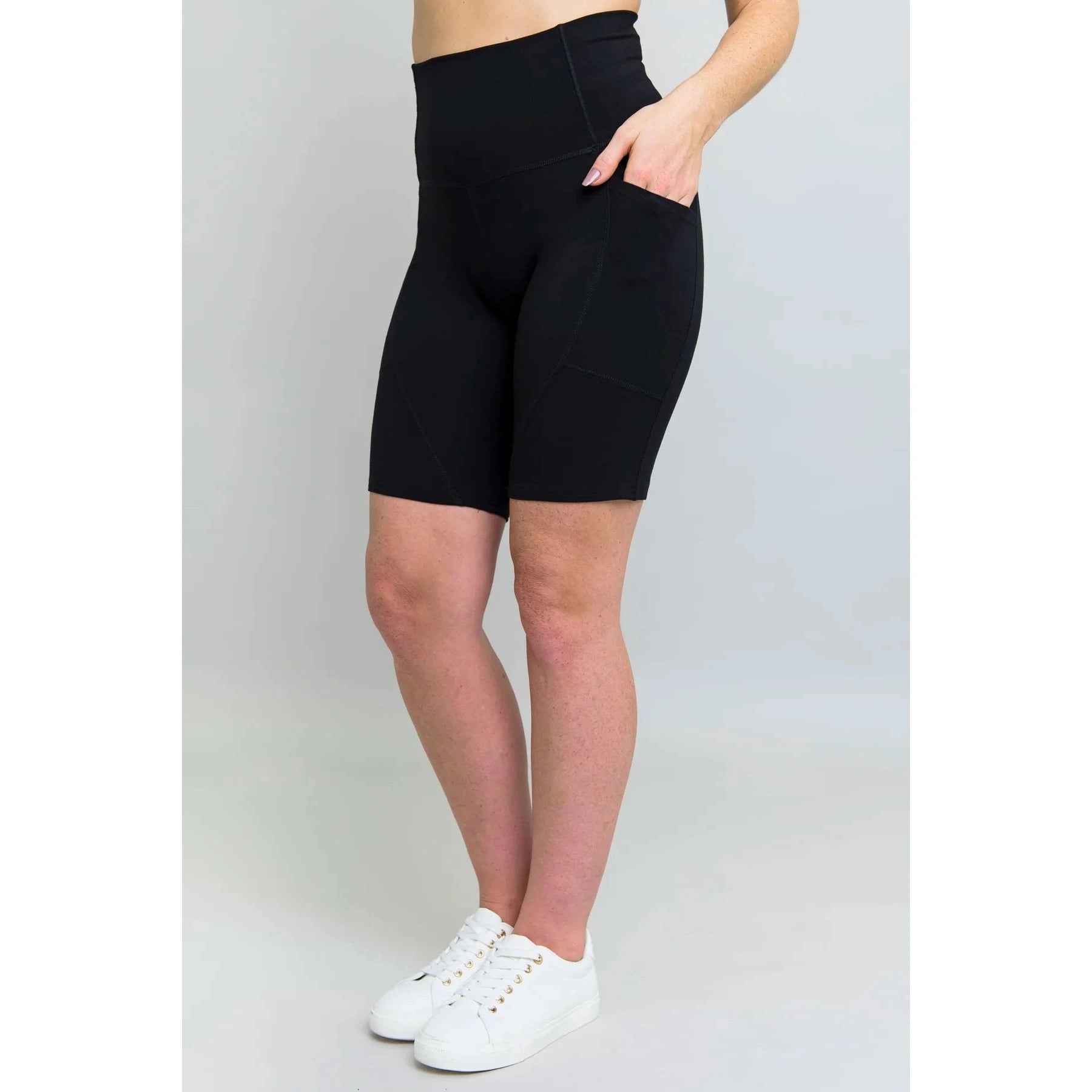 Blue Sky Robson Short in Black shown on a model against a white background, from the side view.