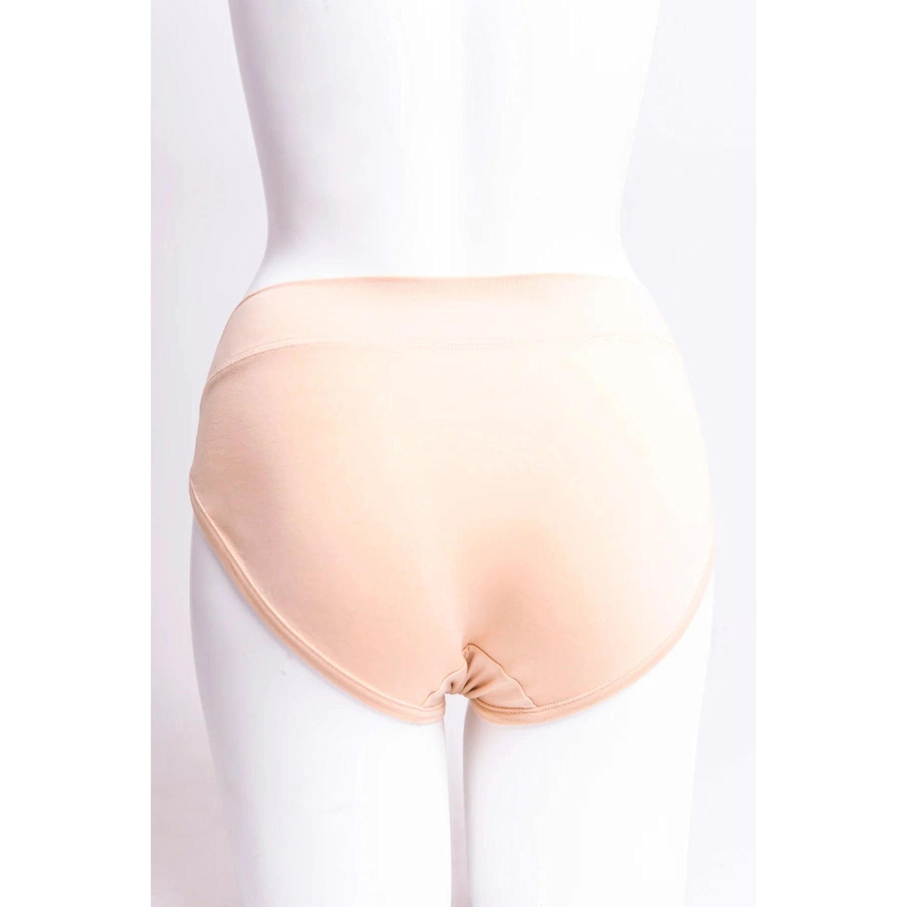 Blue Sky The Hipster panty in beige shown on a mannequin, from the back view.