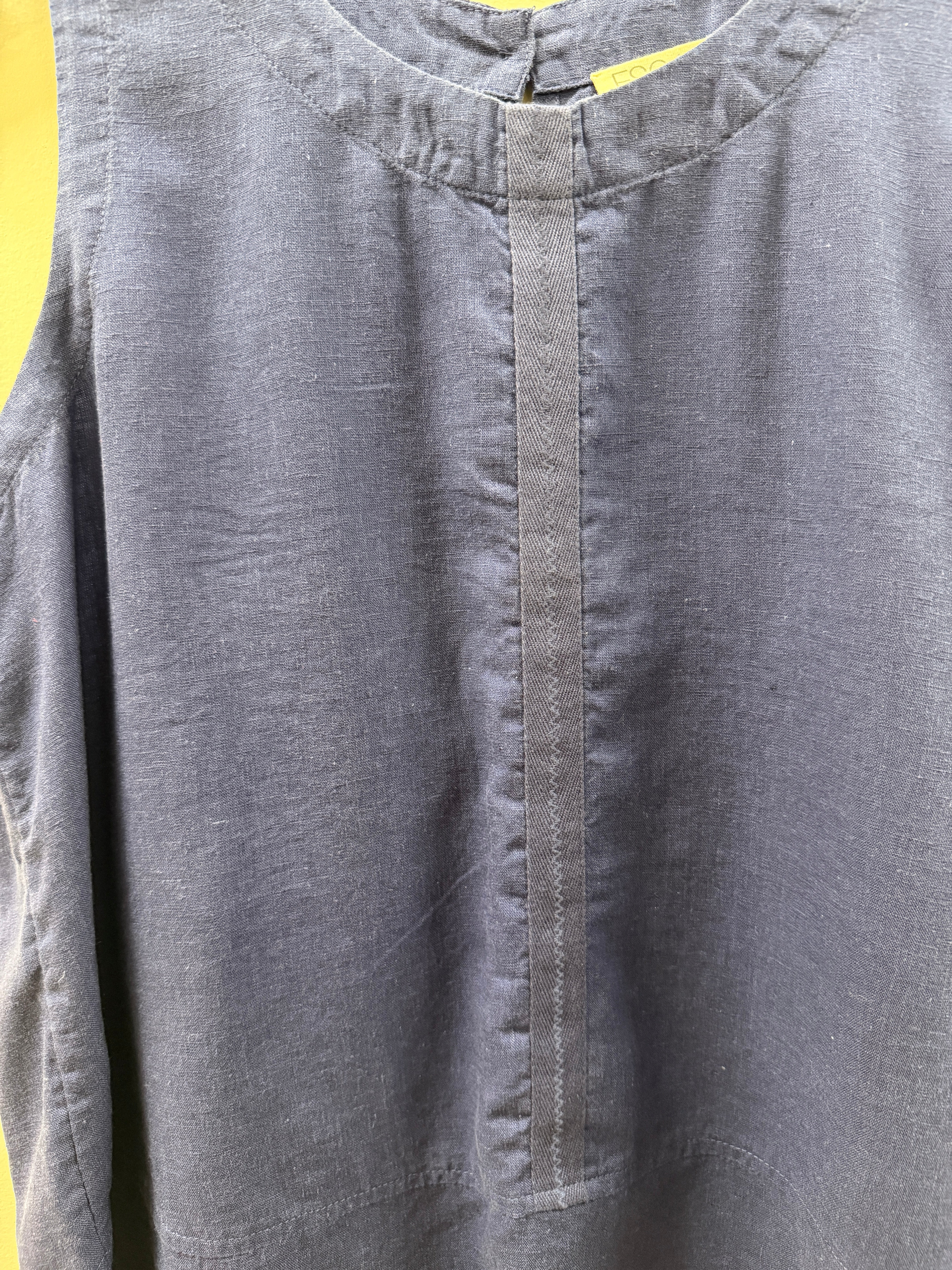 Close up of Getaway Tank in navy fabric
