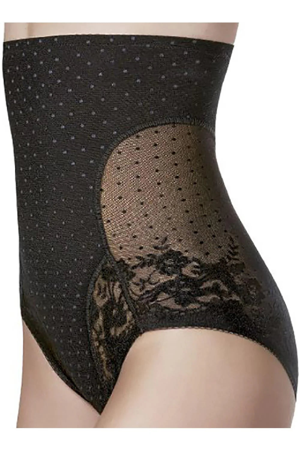 Janira Silueta Secrets High Brief in Black on a model against a white background, side view.