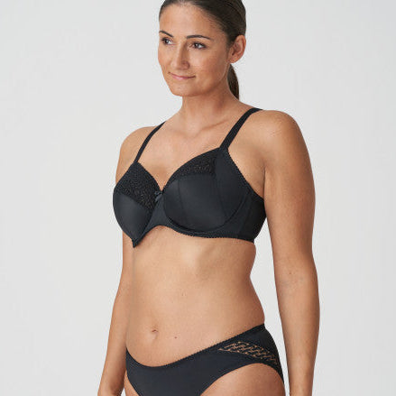 PrimaDonna Montara Full Cup Bra in black shown on a model against a white background.