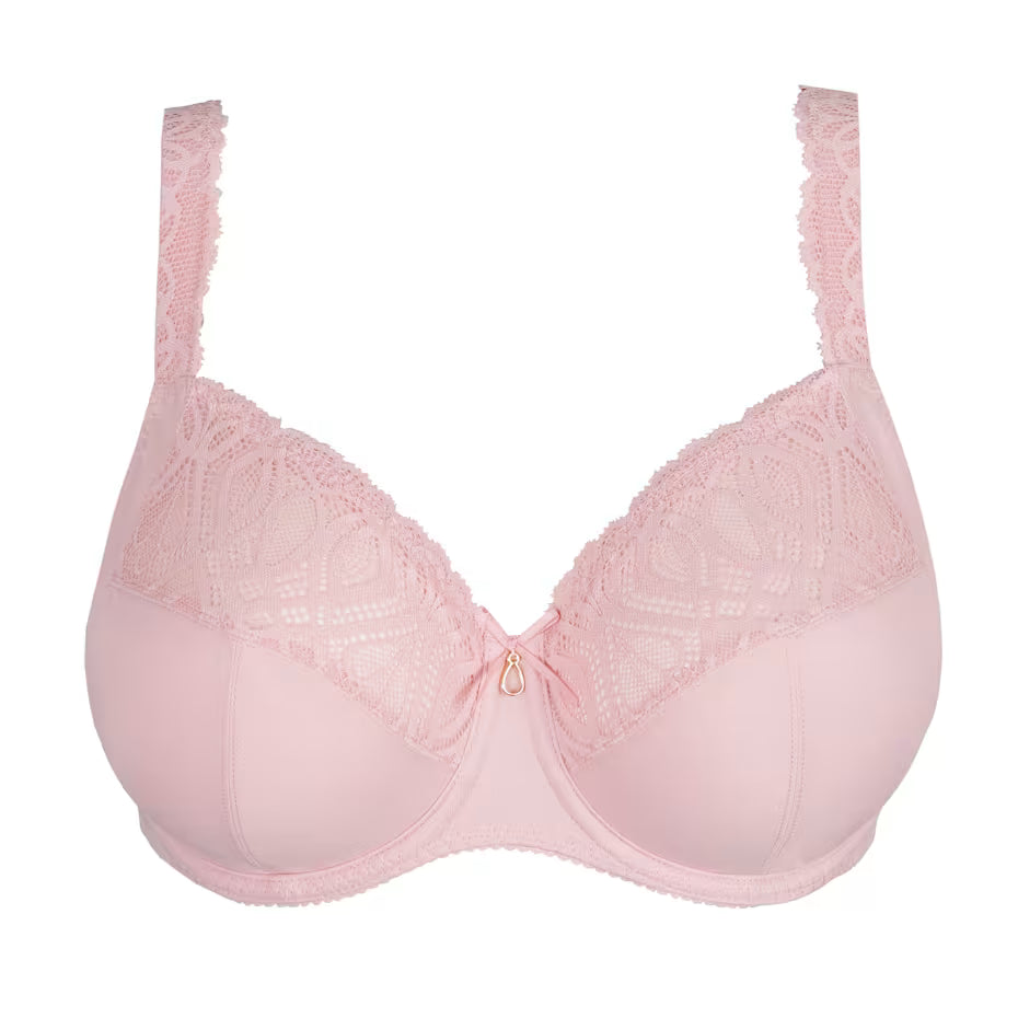 Pink bra on a white background
