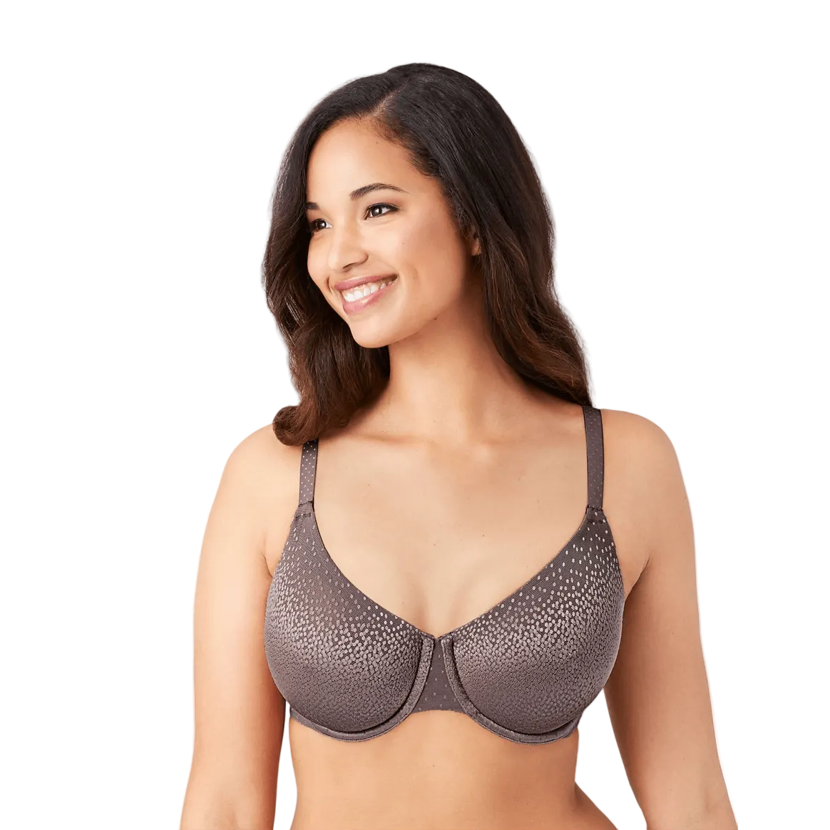 Back Appeal Seamless Bra in Cappuccino shown on a model against a white background.