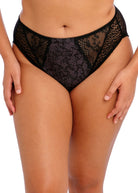Black lace underwear on a white background