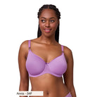 Model Annia wearing a sublime spacer bra in colour tulip in 34F on a white background