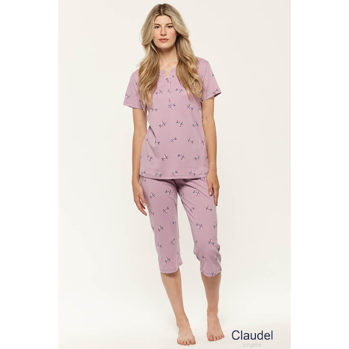 Bird Short Sleeve Capri Set