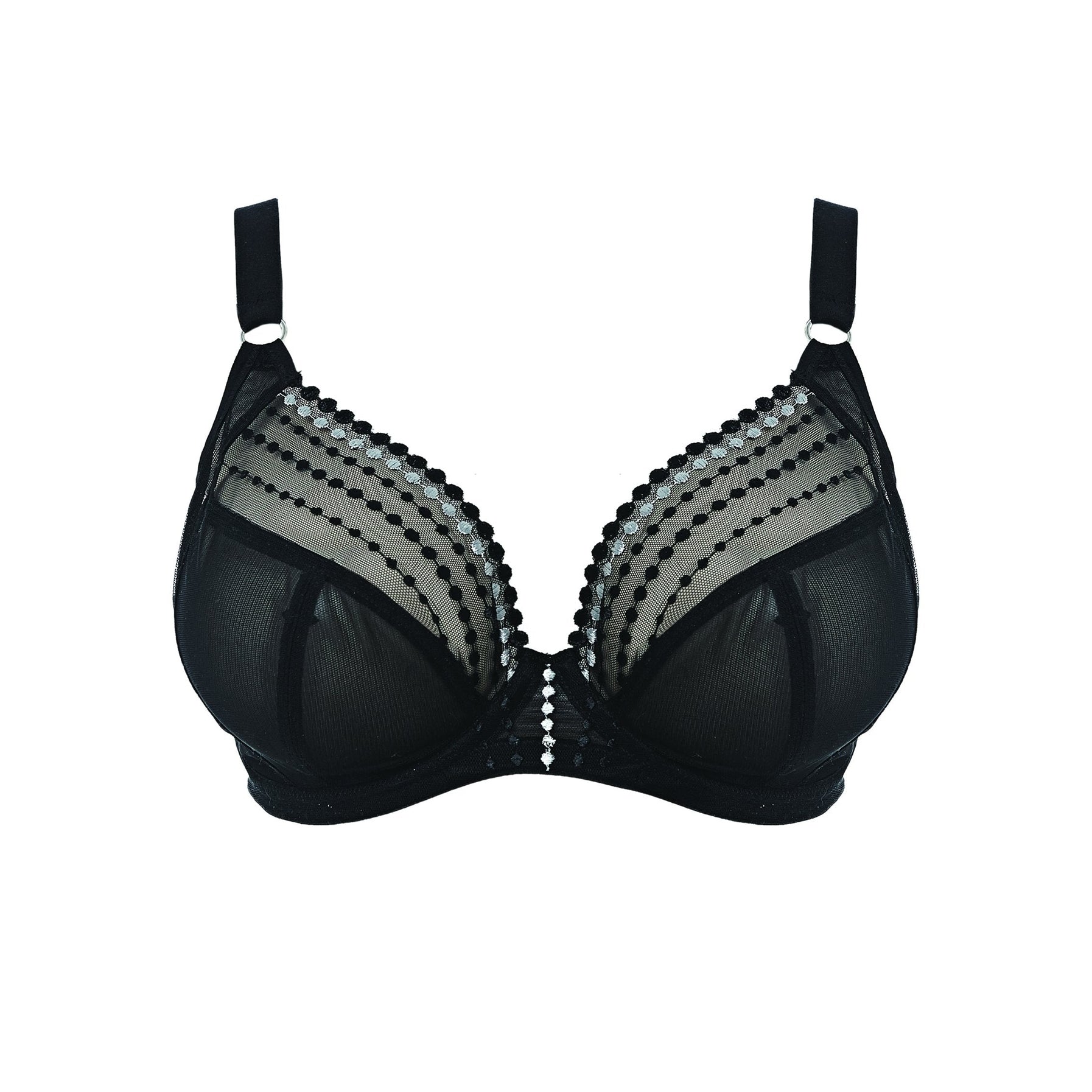 Matilda Plunge Bra in Black on white background. 
