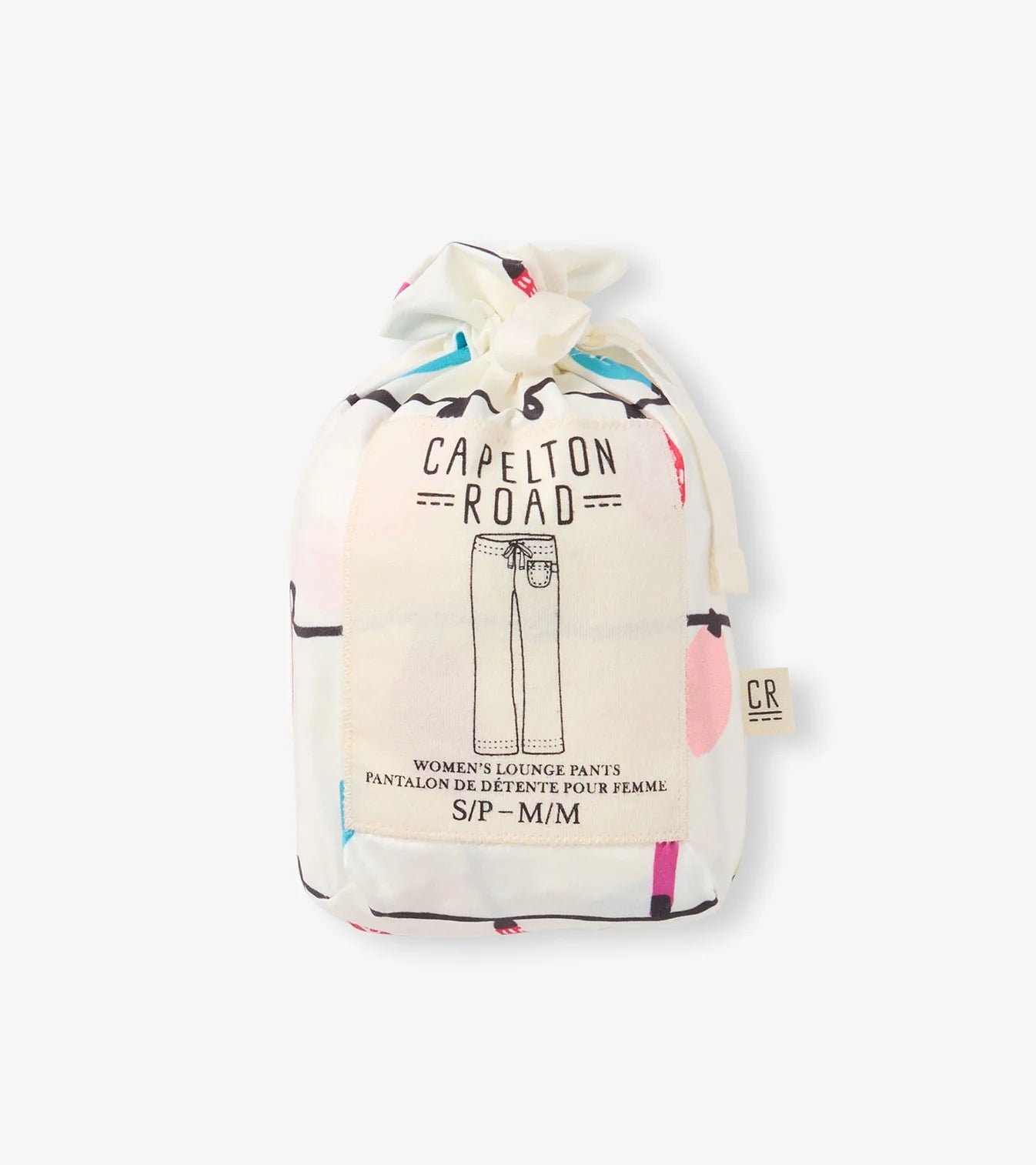 Capelton Road packaging for women's lounge pants on a white background