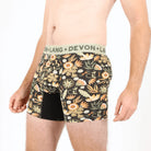 Floral-patterned underwear with a visible brand logo on a white background