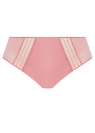 Pink underwear with mesh detail and polka dot trim on a white background