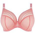 A pink Matilda Plunge Bra with three-piece cups and side support panels, featuring bead embroidery.