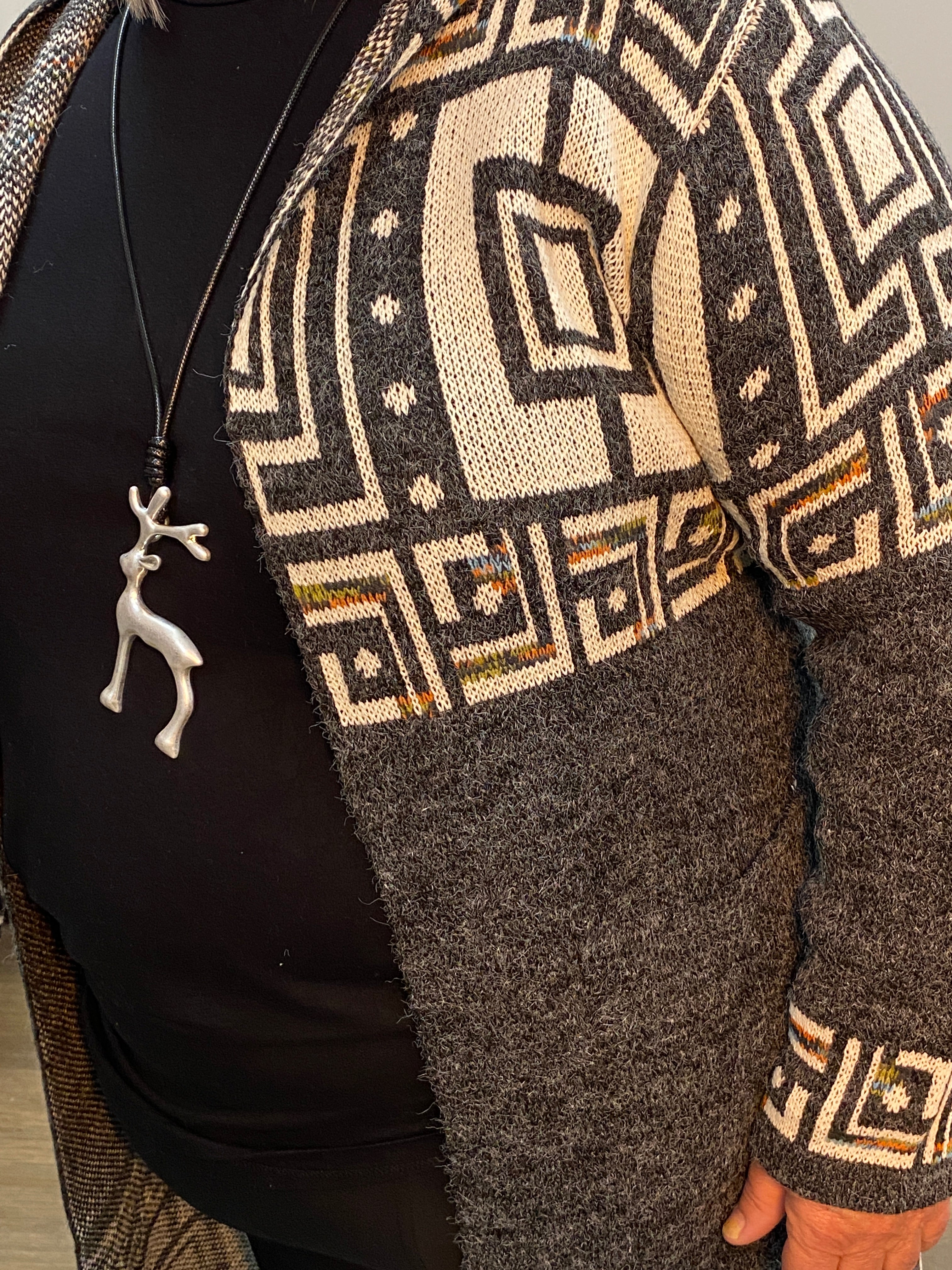 Close-up of a textured fabric with geometric patterns.