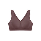 Evelyn & Bobbie Evelyn Bra in thistle, dark mauve no wire pullover bra on a white background. 