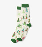 Socks with Christmas tree pattern on a white background