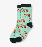 Sock with fox pattern on a light blue background