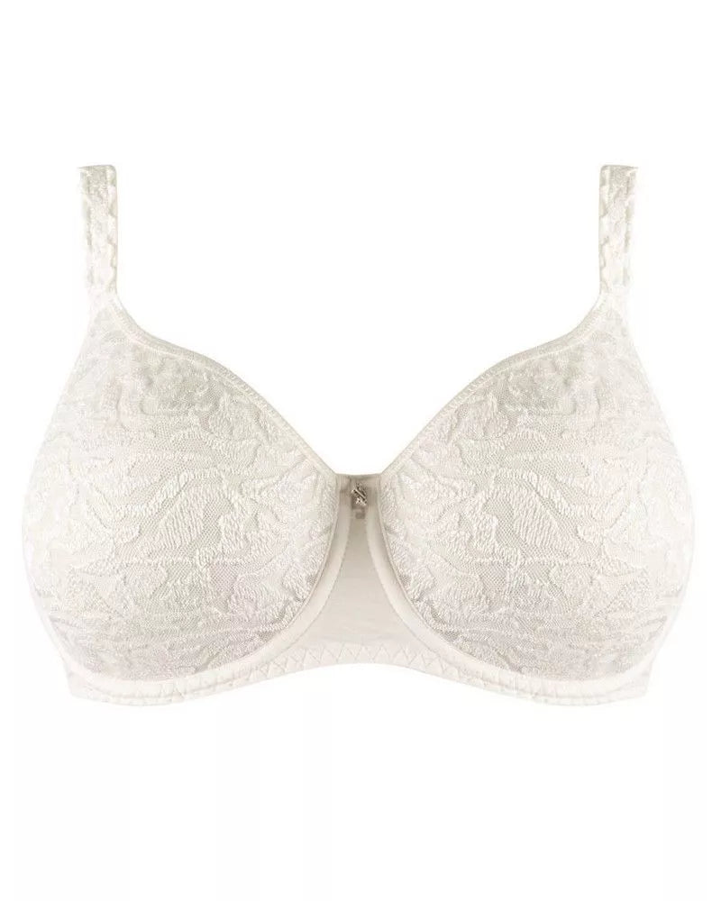 White lace bra on a white background