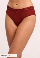 Red lace underwear on a plain background