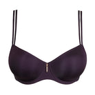 Purple bra with thin straps on a white background