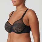 PrimaDonna Madison Seamless Bra in Black shown on a model against a white background. 