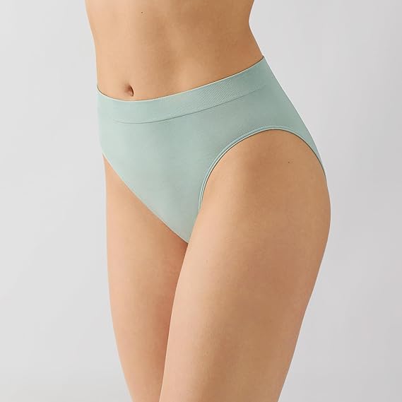 Light green high-waisted bikini bottom on a neutral background