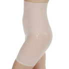 Silueta Secrets High Waist Shapewear Short in Dune shown on a model against a white background, side view. 