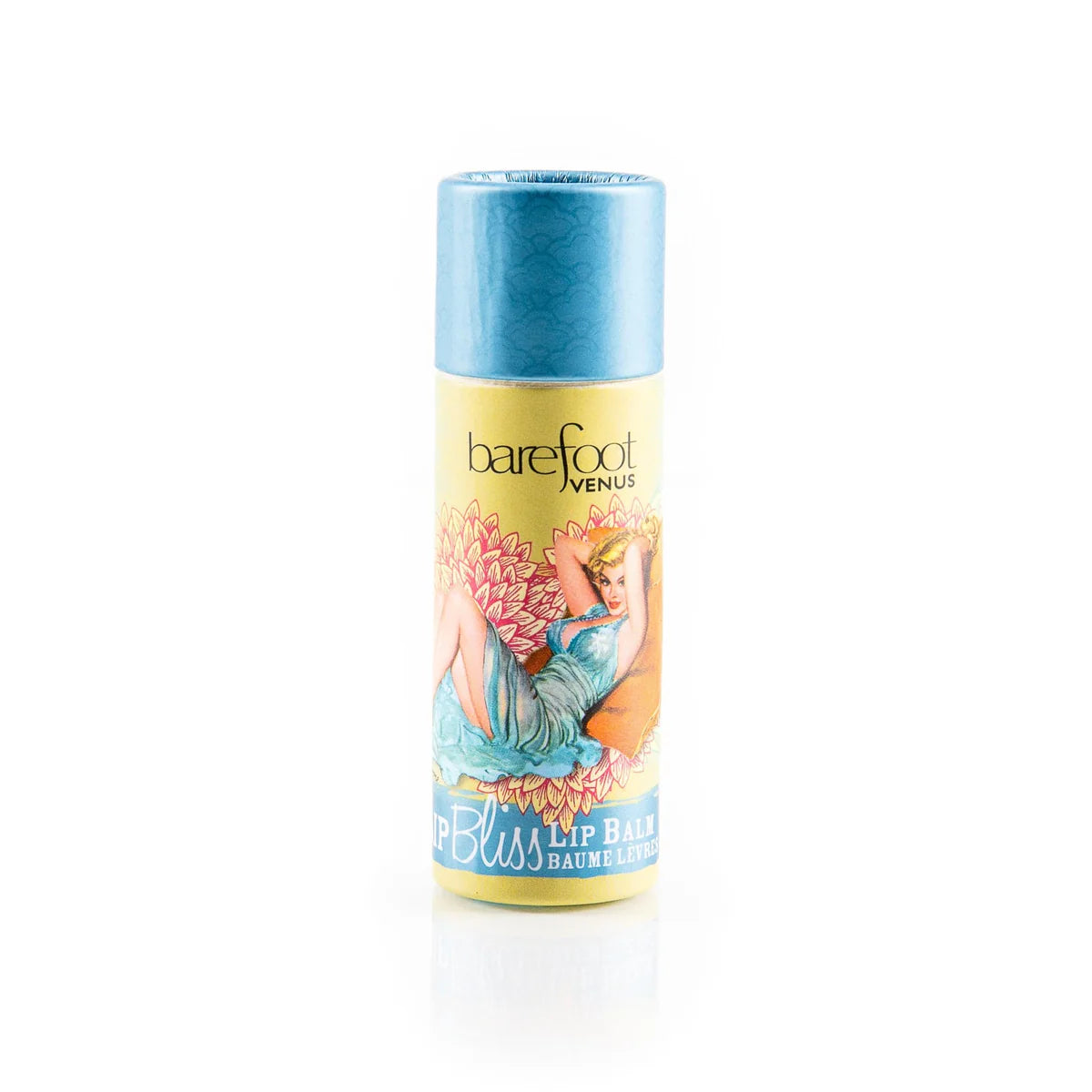 Barefoot Venus Lip Bliss lip balm tube in Coconut Kiss against a white background. 