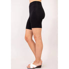 Blue Sky Hallie Undershorts in black shown on a model's legs against a white background, from the side view. 