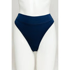 Blue Sky La Thong in Indigo, dark navy, shown on a mannequin against a white background, from the front view.  