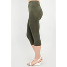 Blue Sky Riley Capris shown on a model against a white background from the side view. 