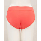 Blue Sky The Hipster Panty in Coral orange shown on a mannequin against a white background, from the back view. 