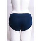Blue Sky The Hipster panty in Indigo blue shown on a mannequin against a white background, from the back view. 