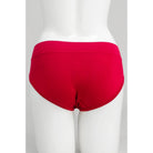 Blue Sky The Hipster panty in Lipstick Red shown on a mannequin against a white background, from the back view. 