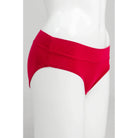 Blue Sky The Hipster panty in Lipstick Red shown on a mannequin against a white background, from the side view. 