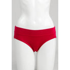 Blue Sky The Hipster panty in Lipstick Red shown on a mannequin against a white background, from the front view. 