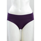 Blue Sky The Hipster panty in Royale Purple shown on a mannequin against a white background, from the front view. 