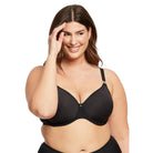 Montelle Sublime Spacer Bra in black shown on a model against a white background.