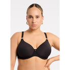 Montelle Sublime Spacer Bra in black shown on a model against a white background.
