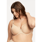 Montelle Sublime Spacer bra in Sand shown on a model against a white background.