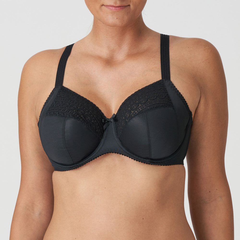 PrimaDonna Montara Full Cup Bra in black shown on a model against a white background.