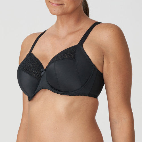 PrimaDonna Montara Full Cup Bra in black shown on a model against a white background.